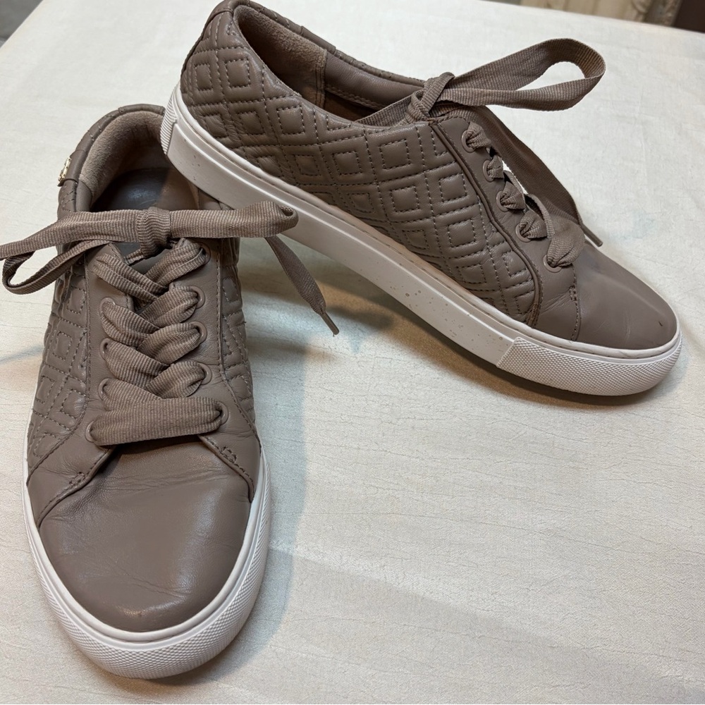 Tory Burch Quilted Taupe Sneakers
